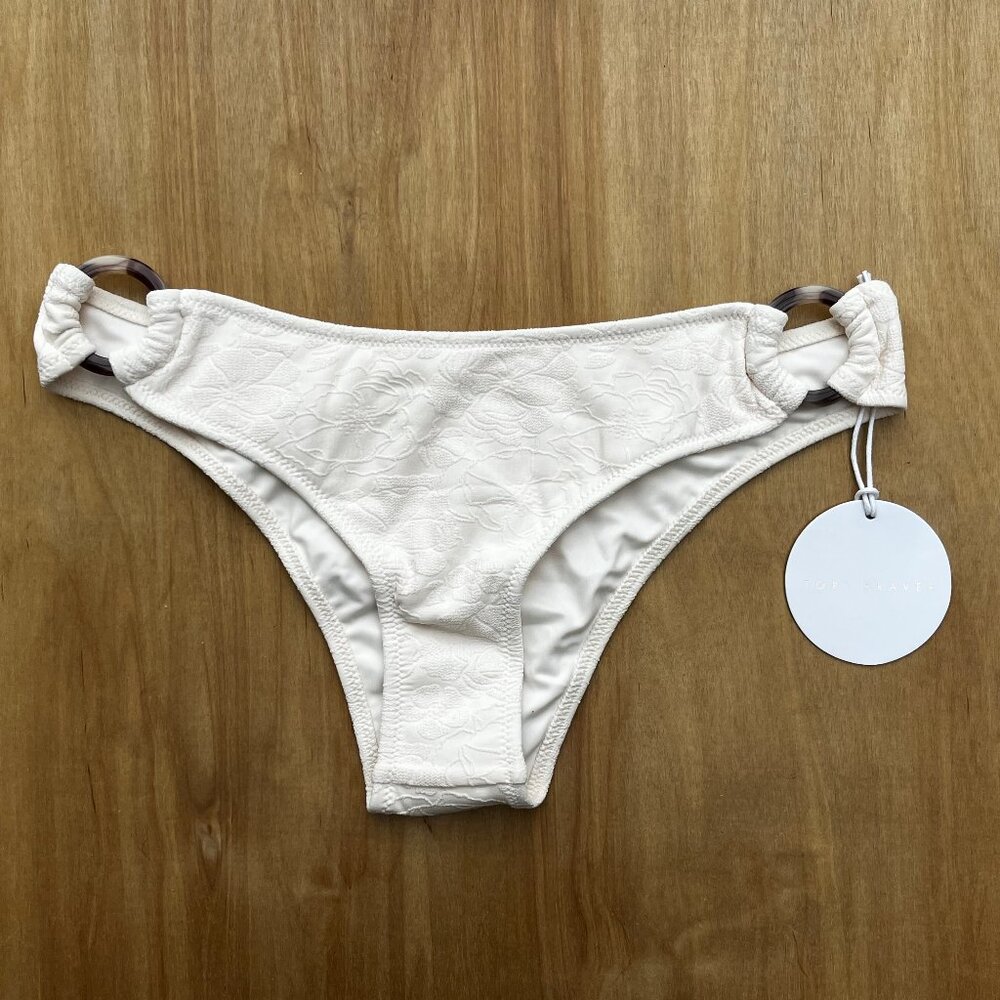 TORI PRAVER BRETTE BOTTOM Women’s Loop Sides White Bikini Bottoms sz M NWT